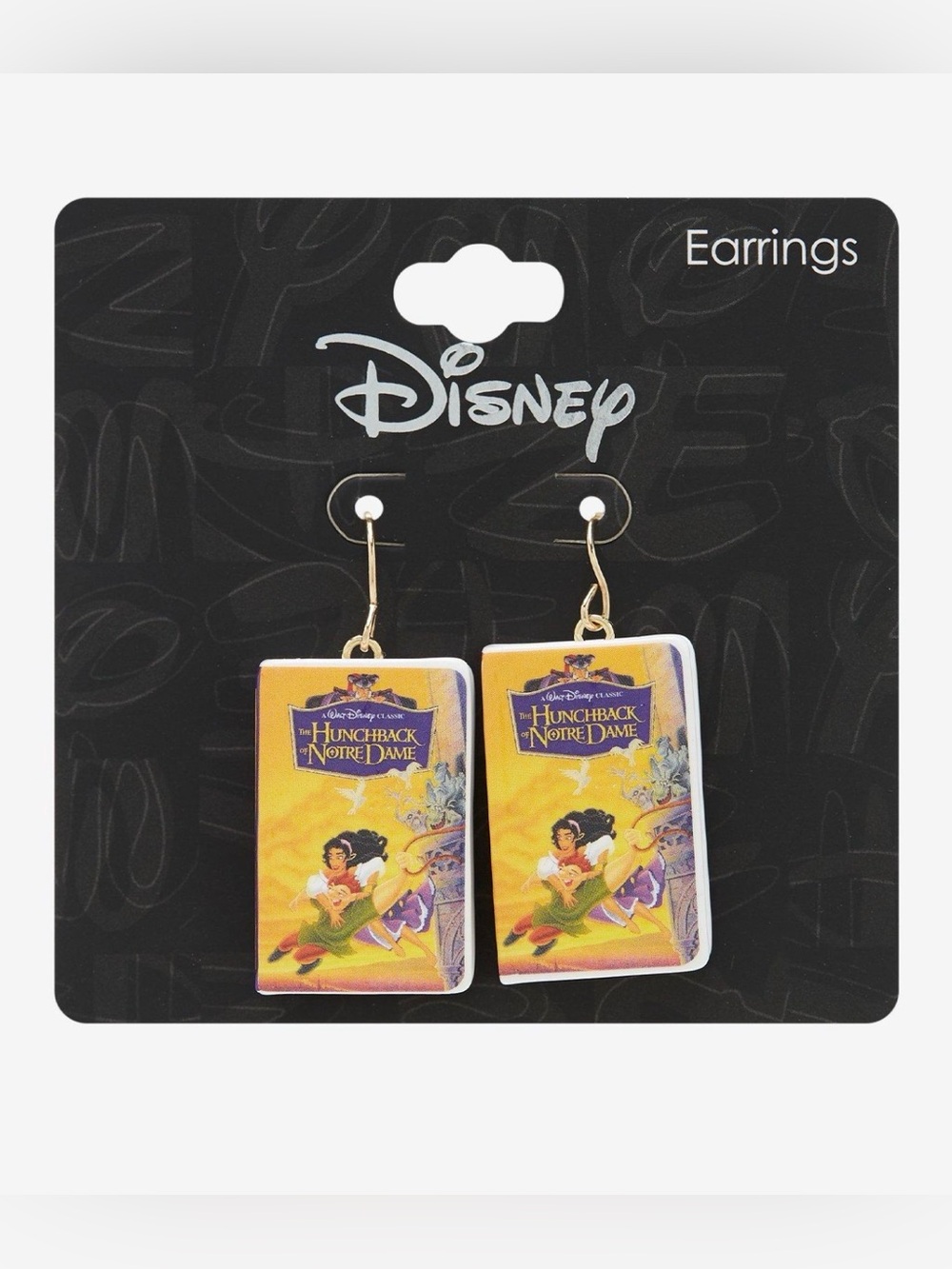 NWT Disney the hunchback of Notre Dame VHS earrings